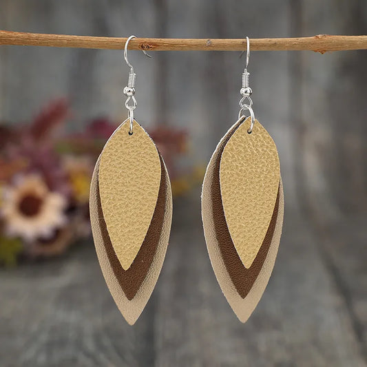 PU Leather Leaf Shape Earrings