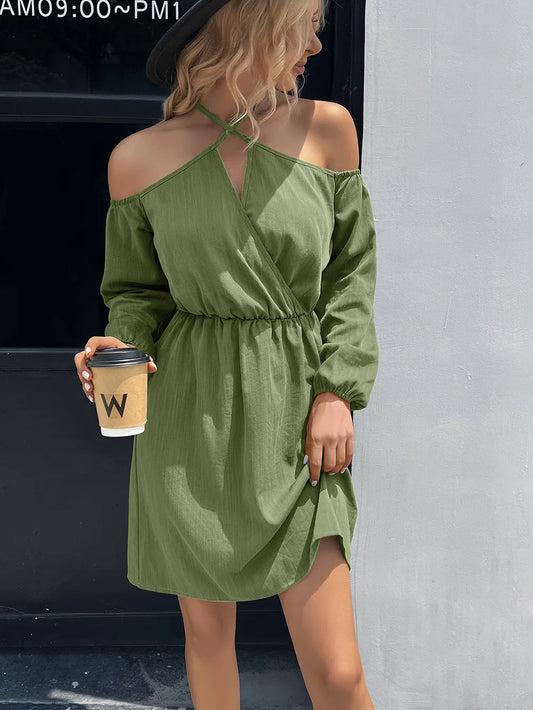 Cold-Shoulder Crisscross Mini Dress