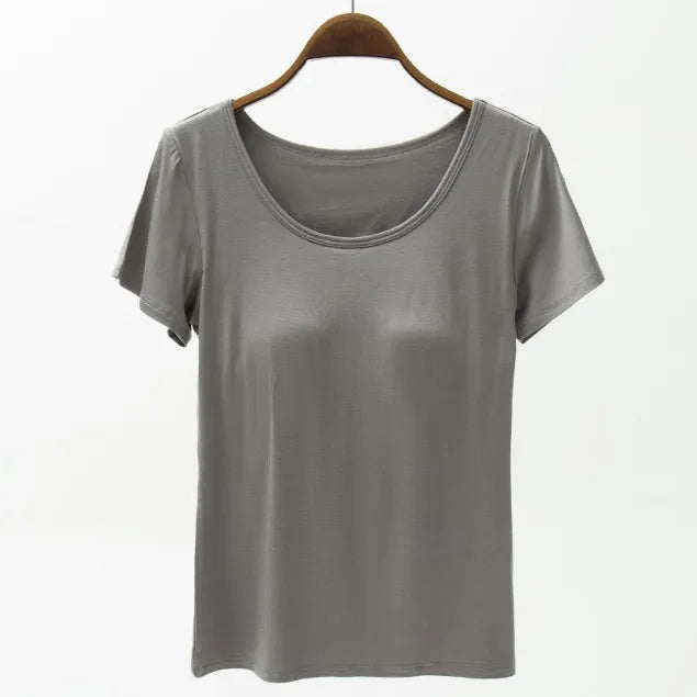 Round Neck Modal T-Shirt with Bra