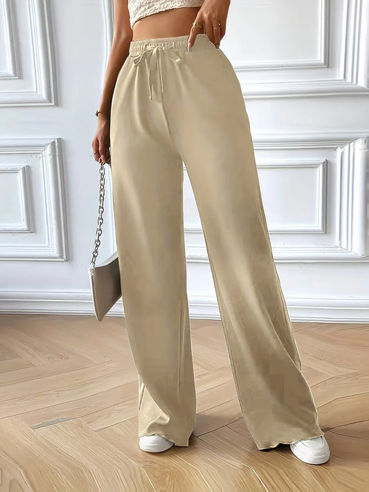 Full Size Drawstring Pocketed Wide Leg Pants