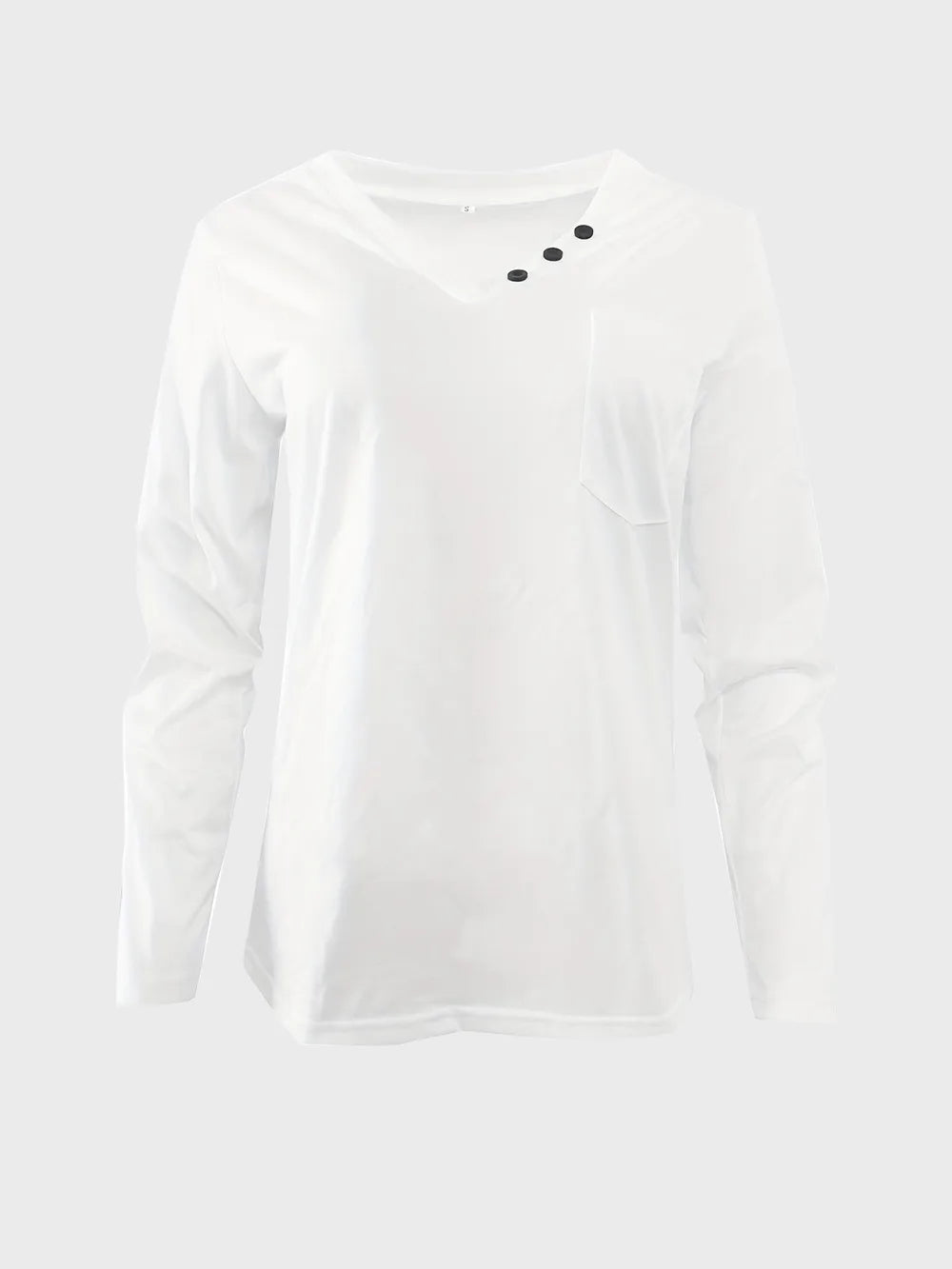 Decorative Button V-Neck T-Shirt