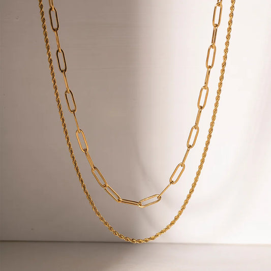 18K Gold-Plated Double Layered Necklace