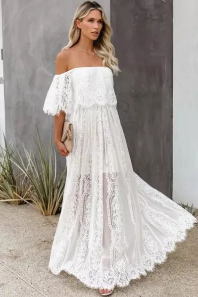 Off The Shoulder Lace Maxi Dress