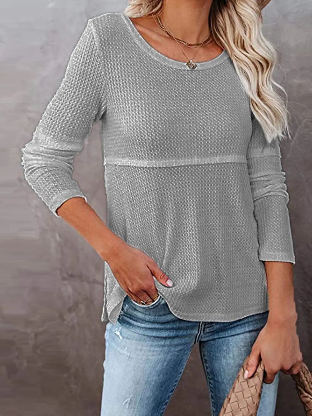 Cutout Round Neck Long Sleeve T-Shirt