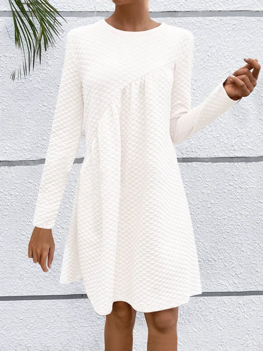 Full Size Round Neck Long Sleeve Dress