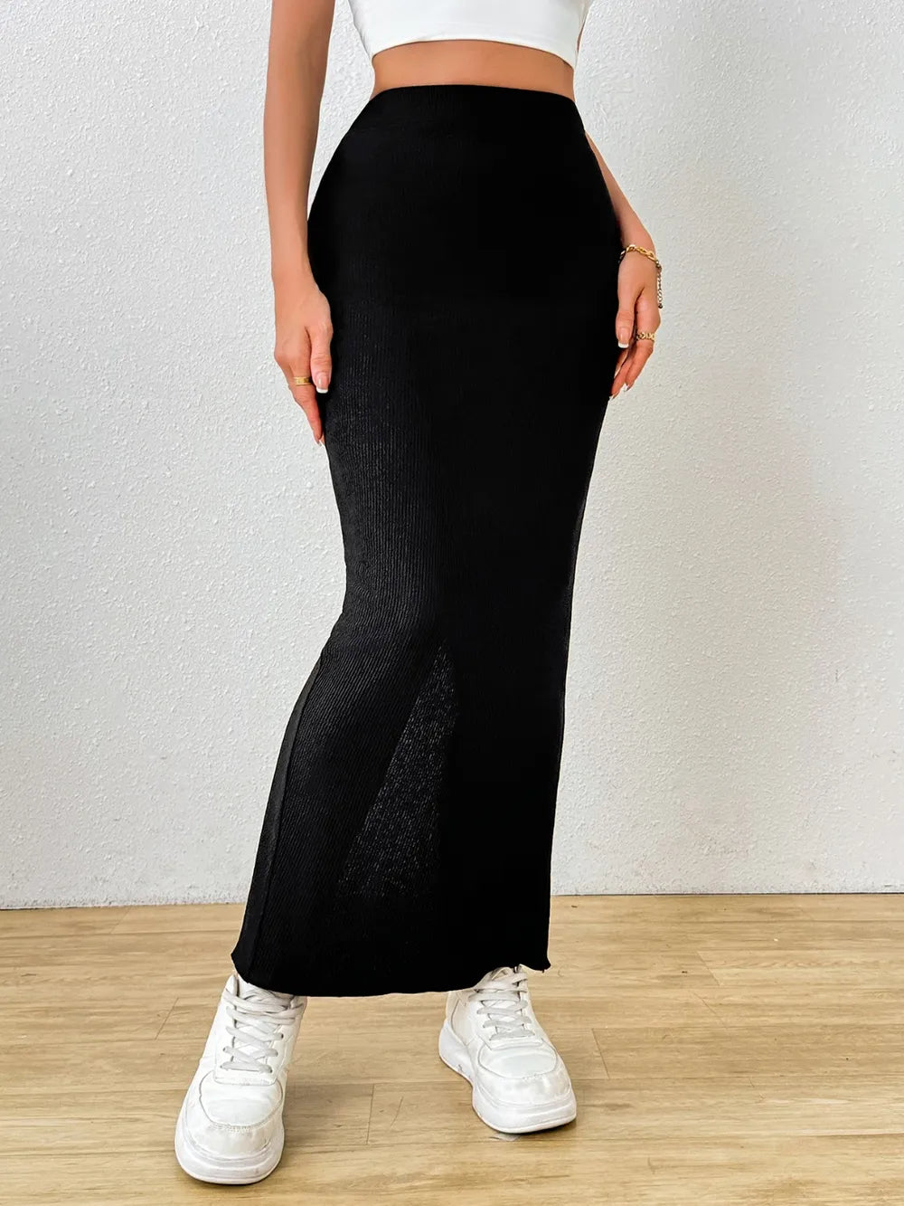 Slit Maxi Wrap Skirt