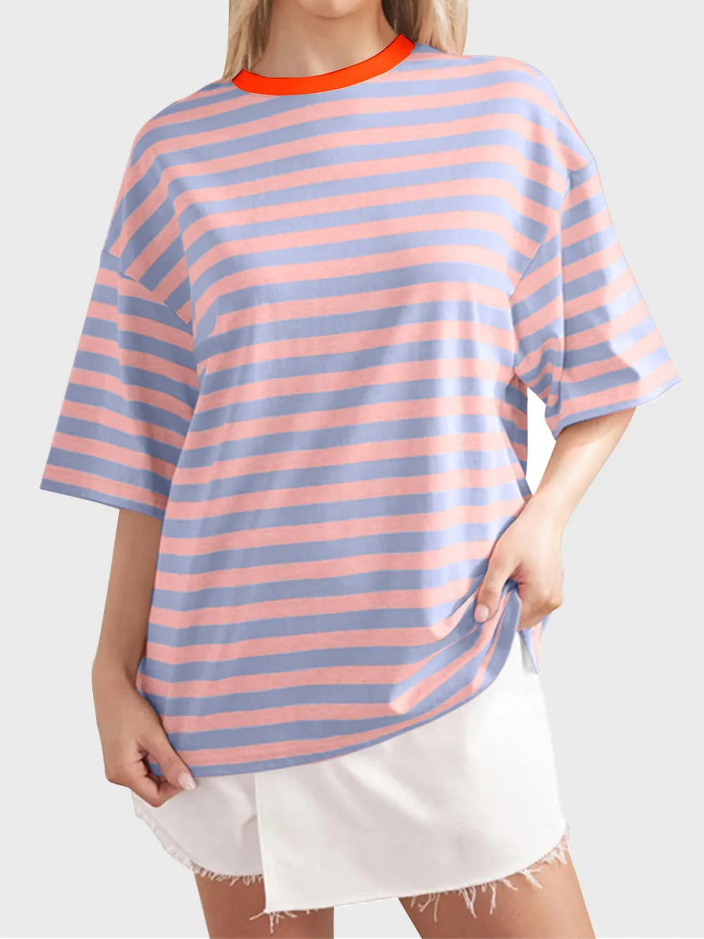 Striped Round Neck Half Sleeve T-Shirt