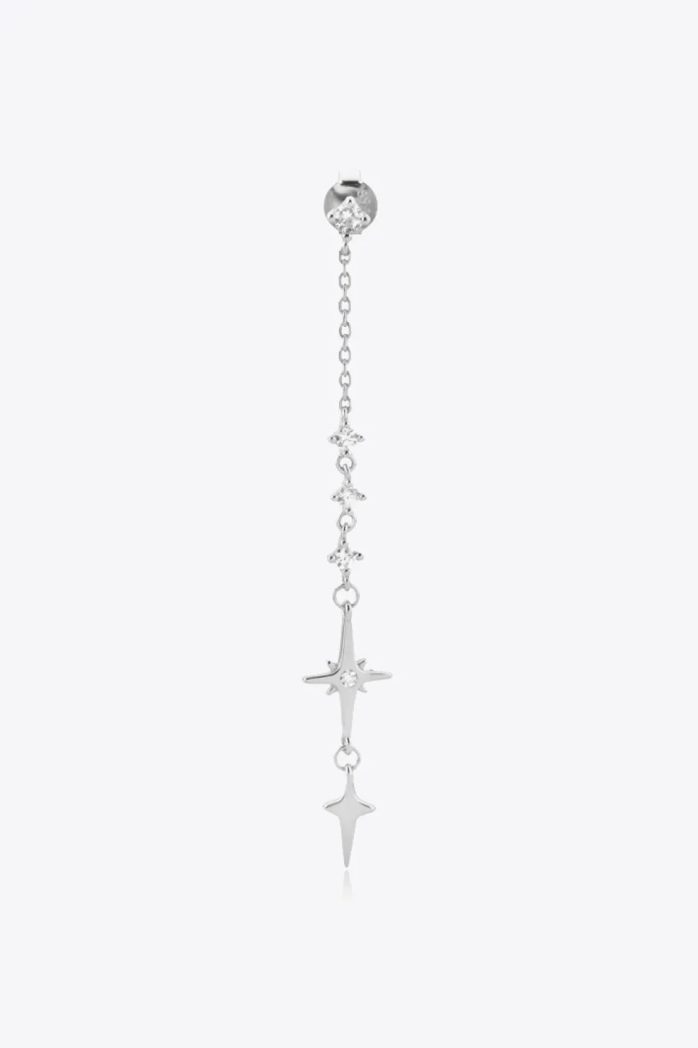 Inlaid Zircon 925 Sterling Silver Single Chain Earring