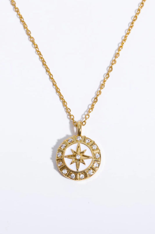 Zircon Decor North Star Pendant Copper Necklace