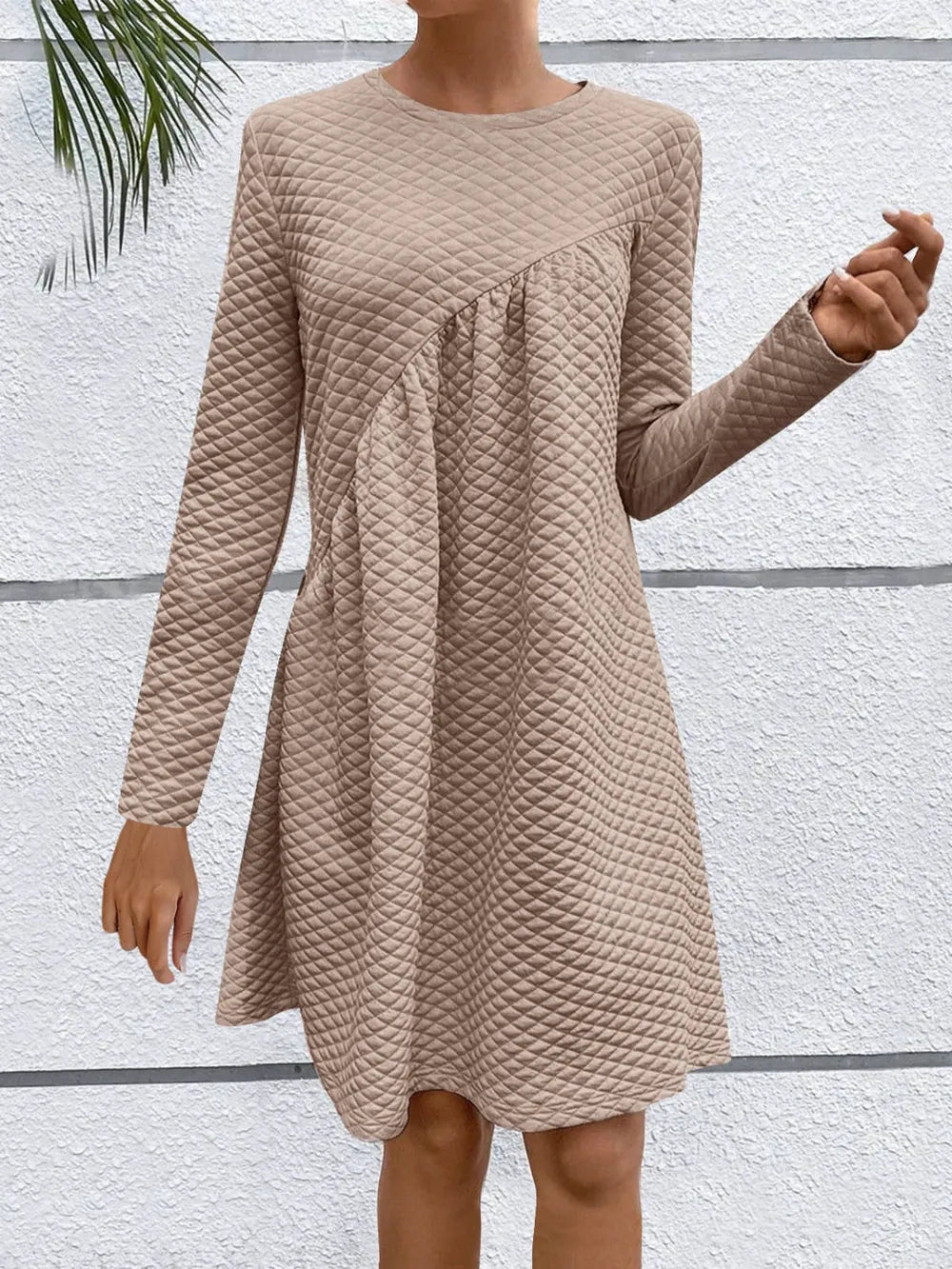 Full Size Round Neck Long Sleeve Dress