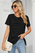 Cowl Neck Short Sleeve T-Shirt