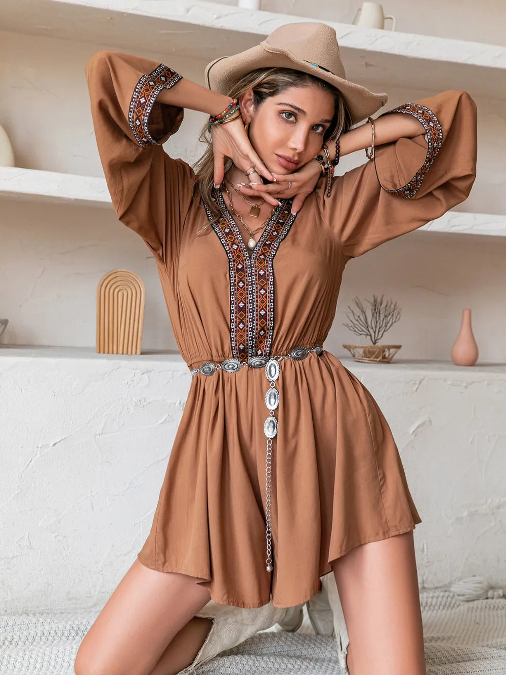 V-Neck Long Sleeve Romper