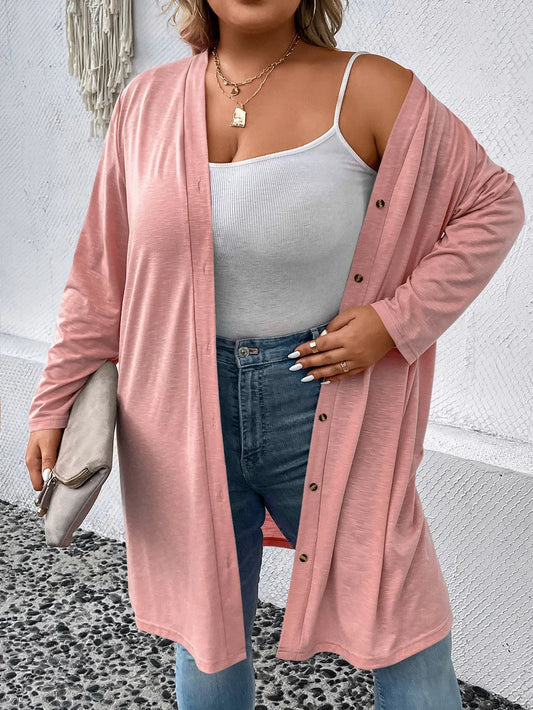 Plus Size Button Down Longline Cardigan