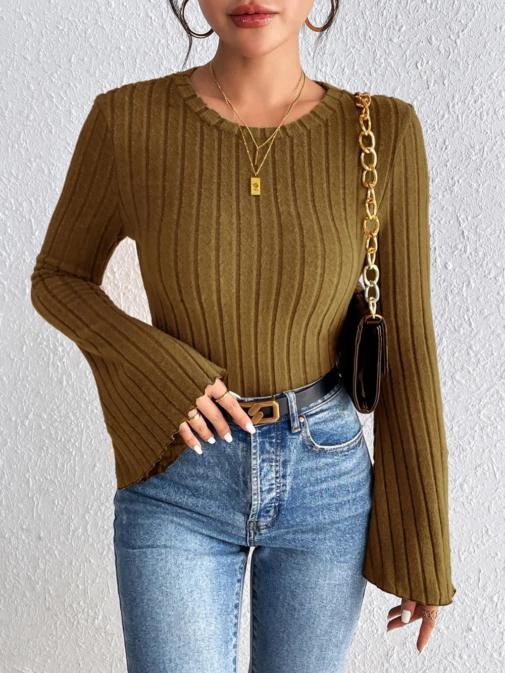 Round Neck Flare Sleeve T-Shirt