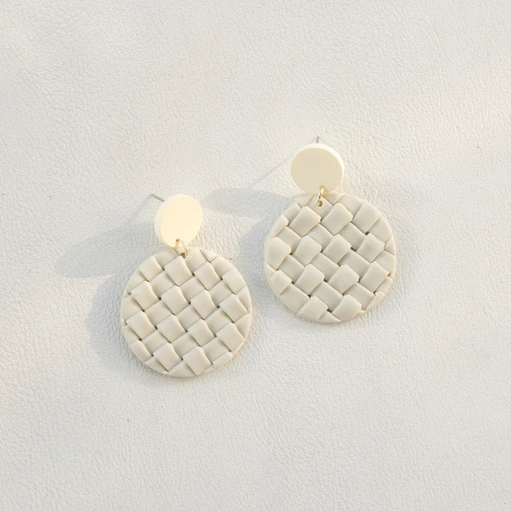 Soft Pottery Round Braided Earrings