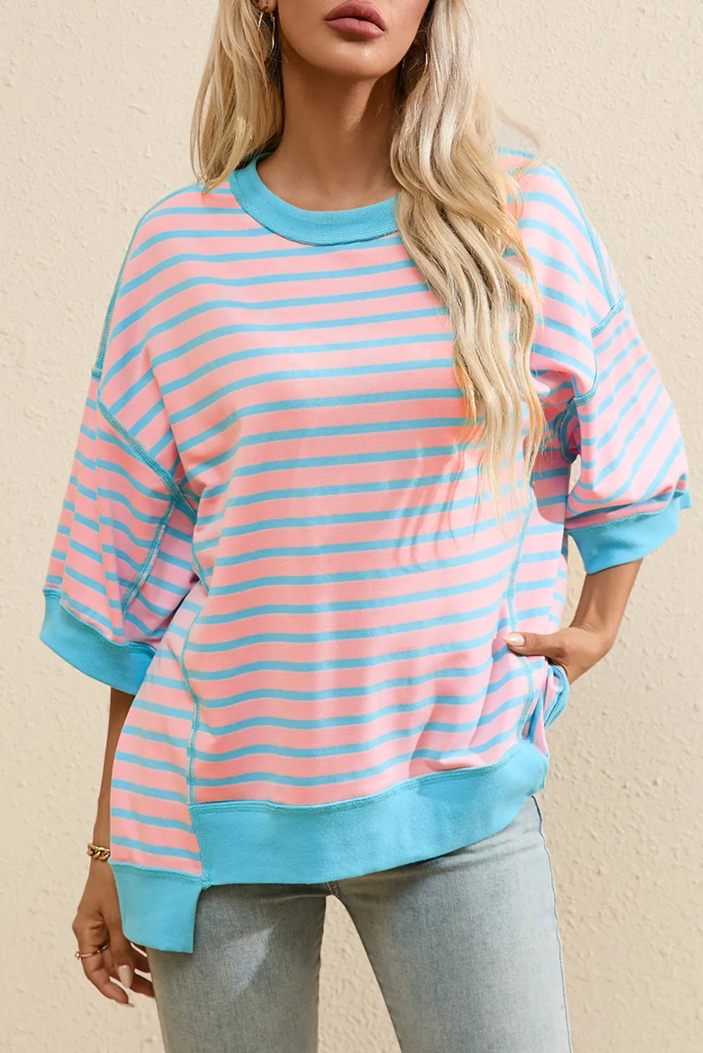 Striped Round Neck Half Sleeve T-Shirt