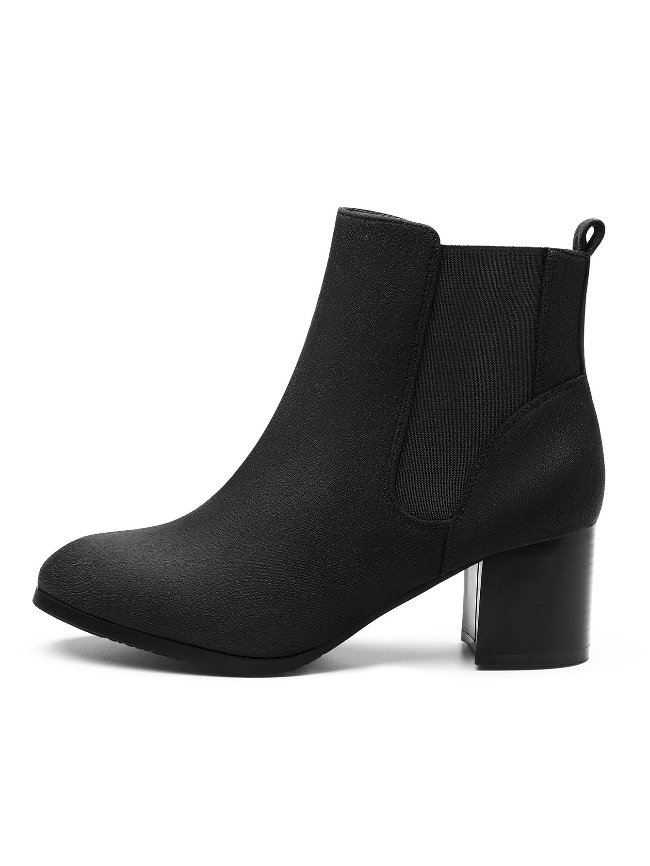 Women's Elastic Gore Chelsea Boots Chunky Block Heel Ankle Bootie