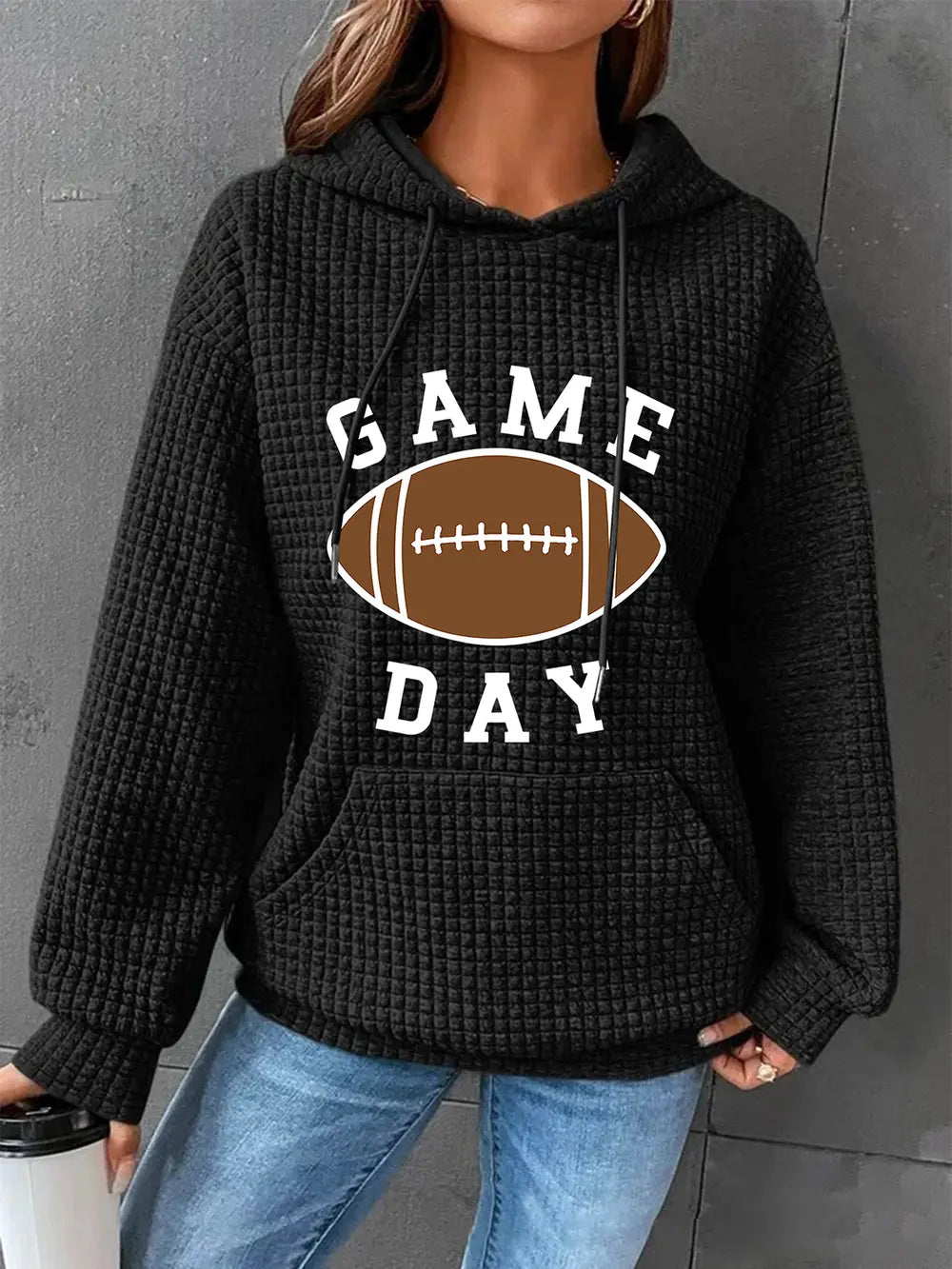 Full Size GAME DAY Graphic Drawstring Hoodie