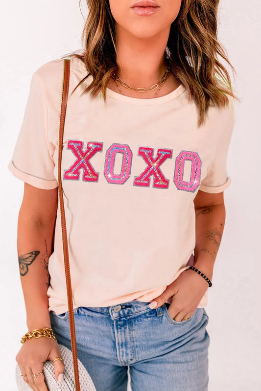 XOXO ラウンドネック 半袖 Tシャツ