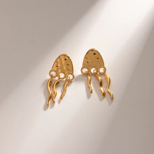 18K Gold-Plated Stainless Steel Jellyfish Earrings