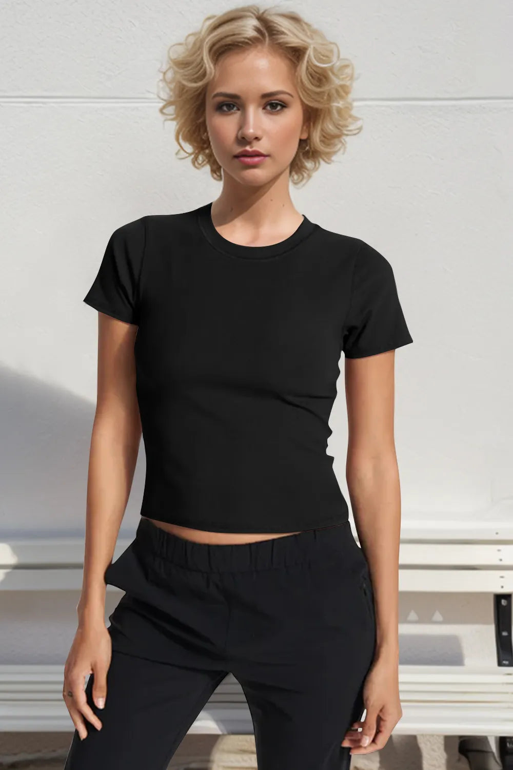 Basic Full Size Lyocell Short Sleeve Cropped T-Shirt with Bra Pads