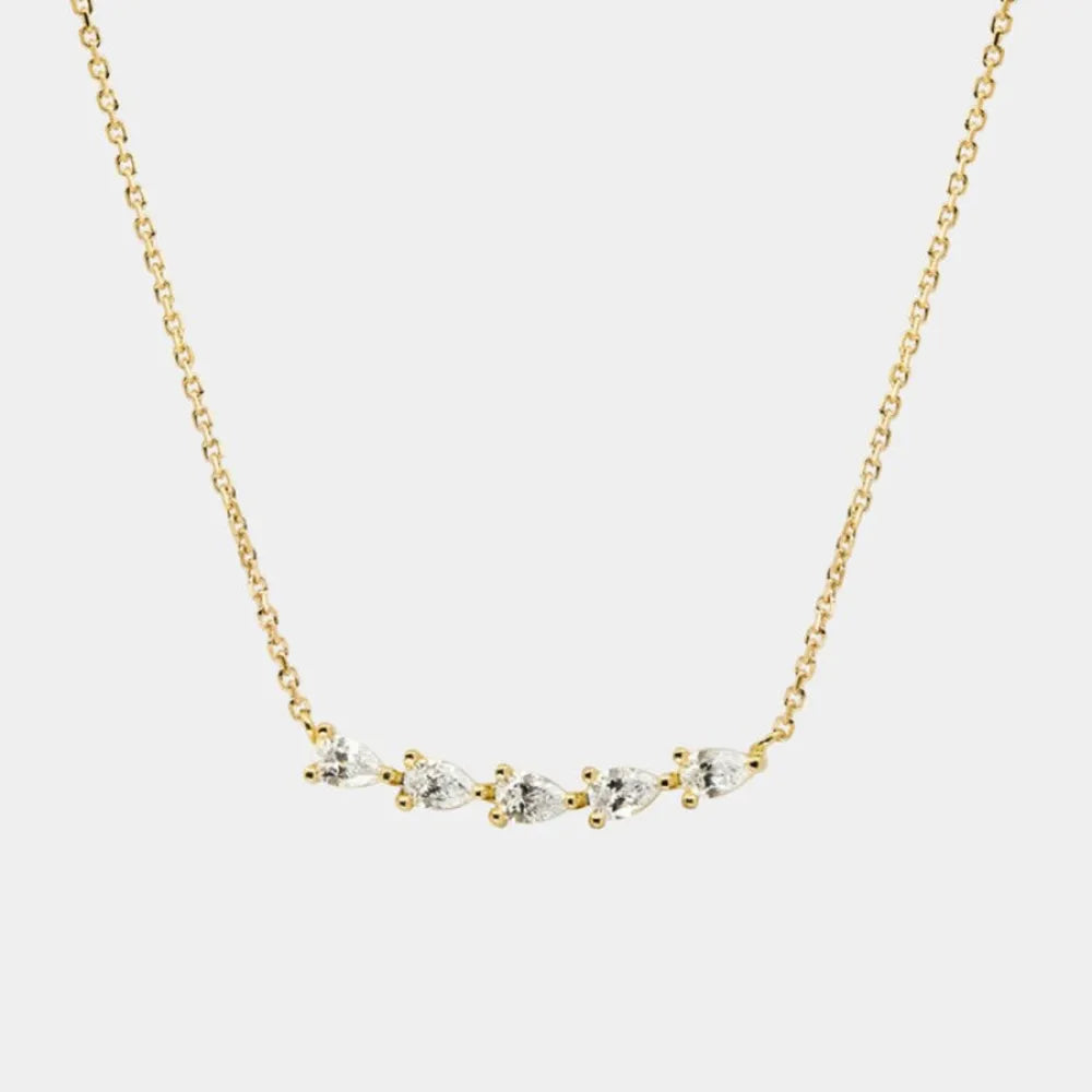 Inlaid Zircon Brass Necklace