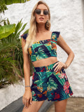 Printed Square Neck Top and Shorts Set
