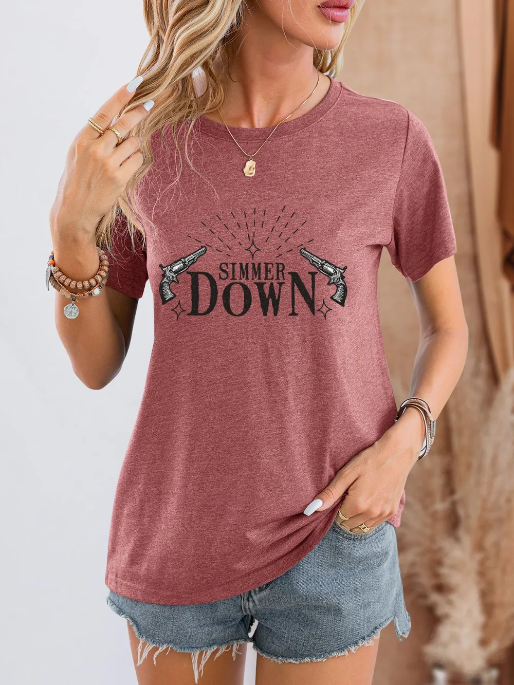 SIMMER DOWN Round Neck Short Sleeve T-Shirt