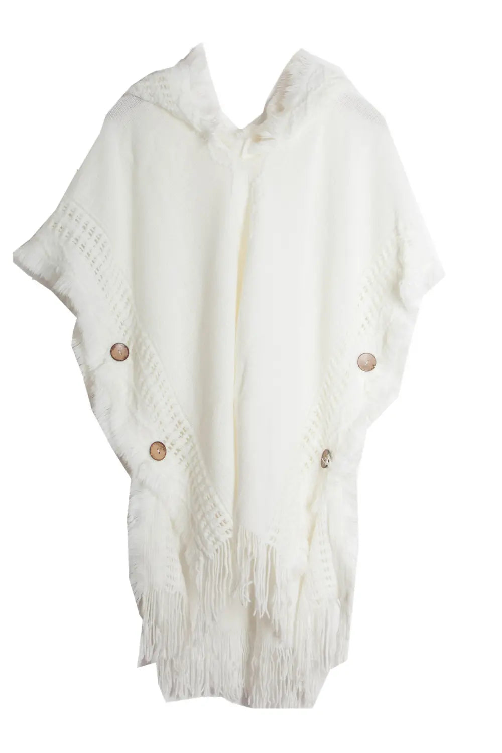 Fringe Hem Hooded Poncho