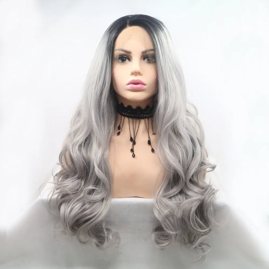 13*3" Lace Front Wigs Synthetic Long Wavy 24" 130% Density