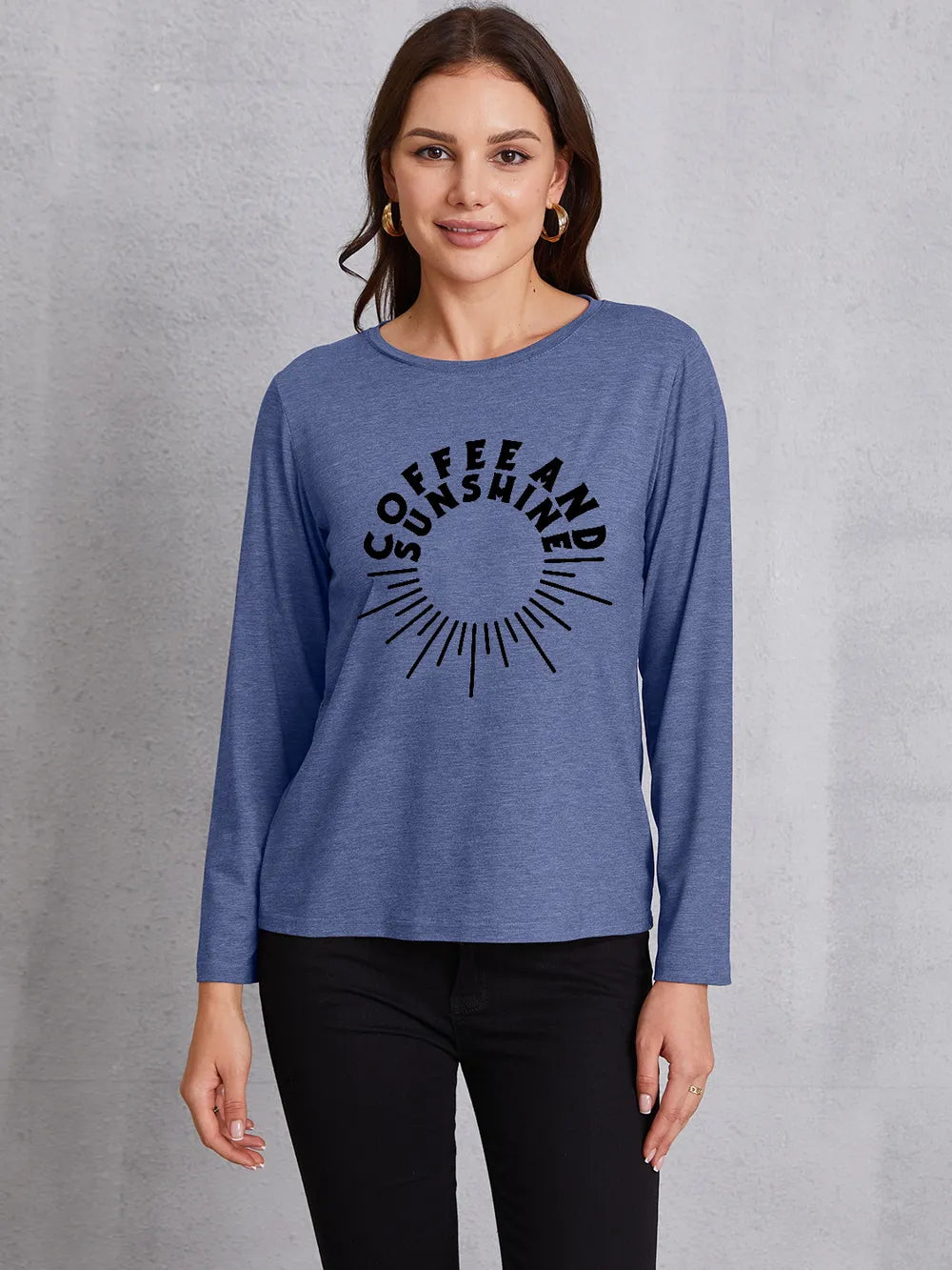 COFFEE AND SUNSHINE Round Neck Long Sleeve T-Shirt