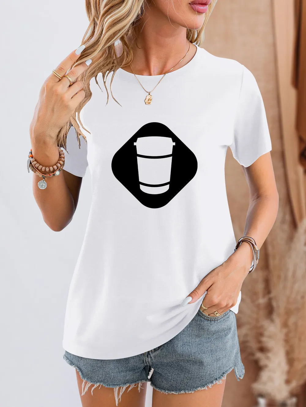 Graphic Round Neck Short Sleeve T-Shirt