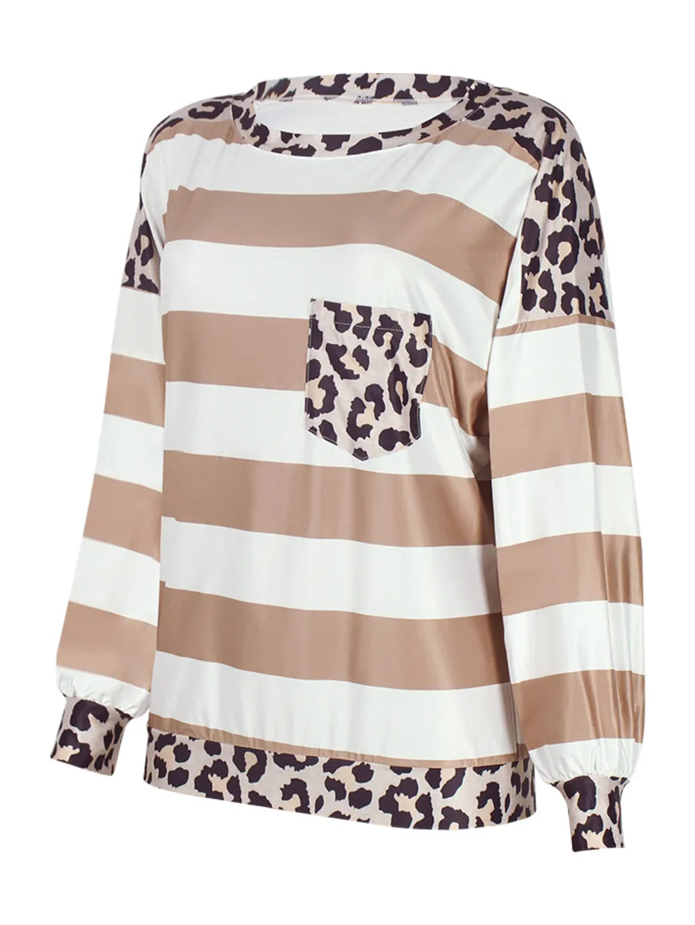 Striped Leopard Long Sleeves Top