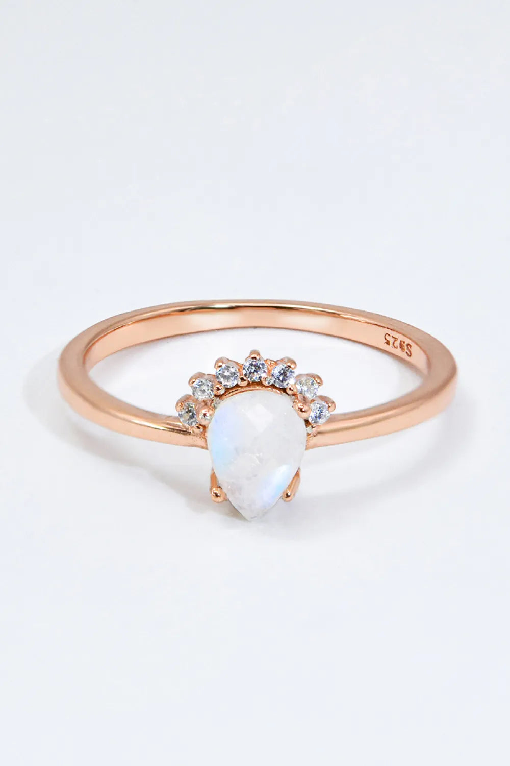 18K Rose Gold-Plated Pear Shape Natural Moonstone Ring