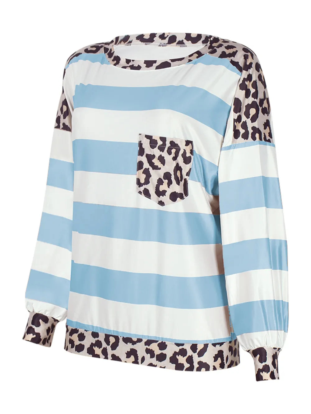 Striped Leopard Long Sleeves Top