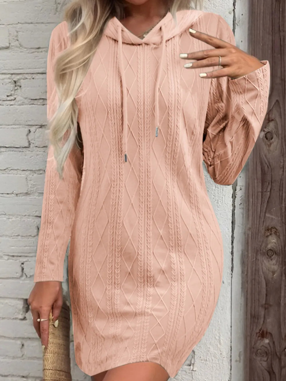 Drawstring Hooded Sweater Dress