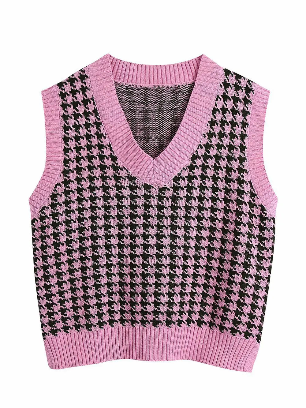 Houndstooth V-Neck Sweater Vest