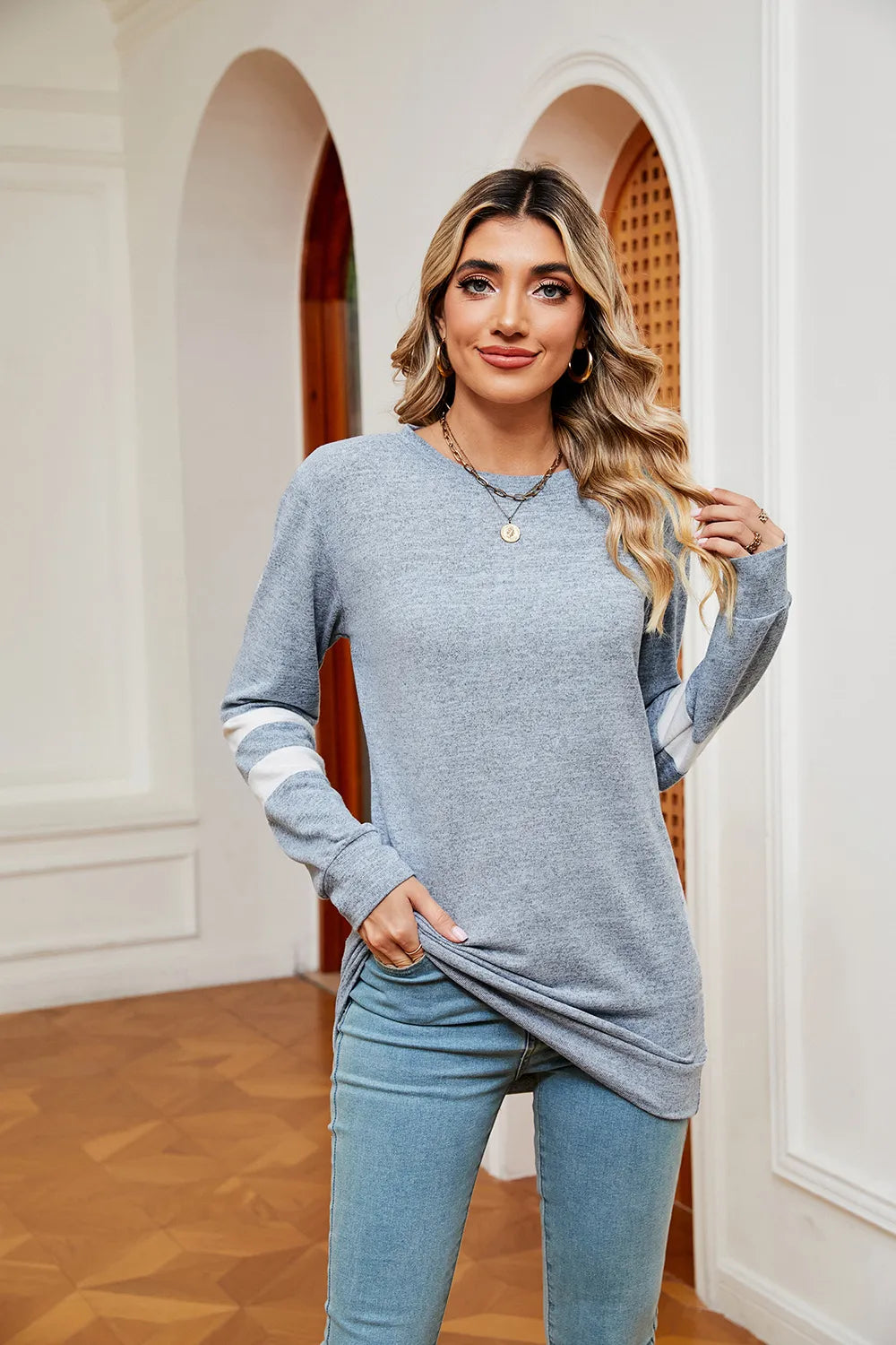 Round Neck Long Sleeve Top