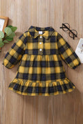 Girls Plaid Ruffled Shirt Dress