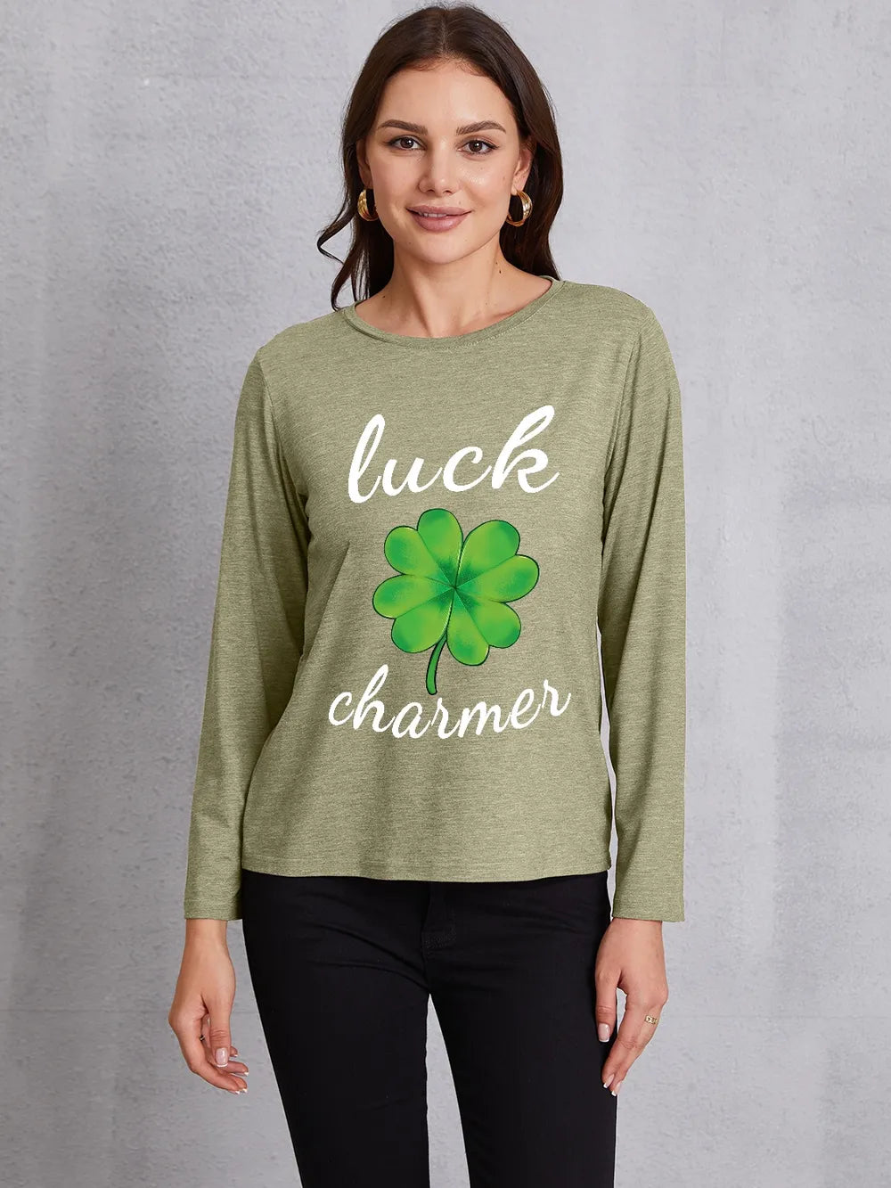 LUCK CHARMER Lucky Clover Round Neck T-Shirt