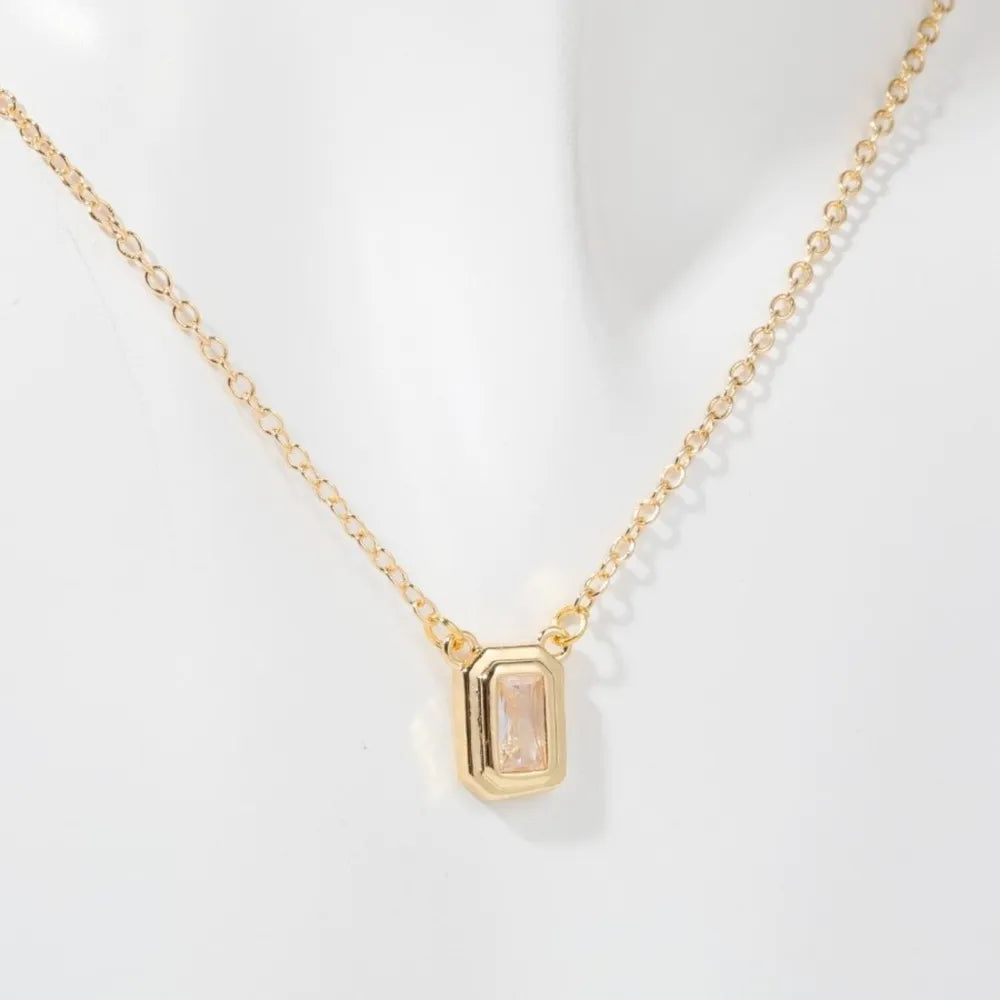 Inlaid Zircon Brass Pendant Necklace