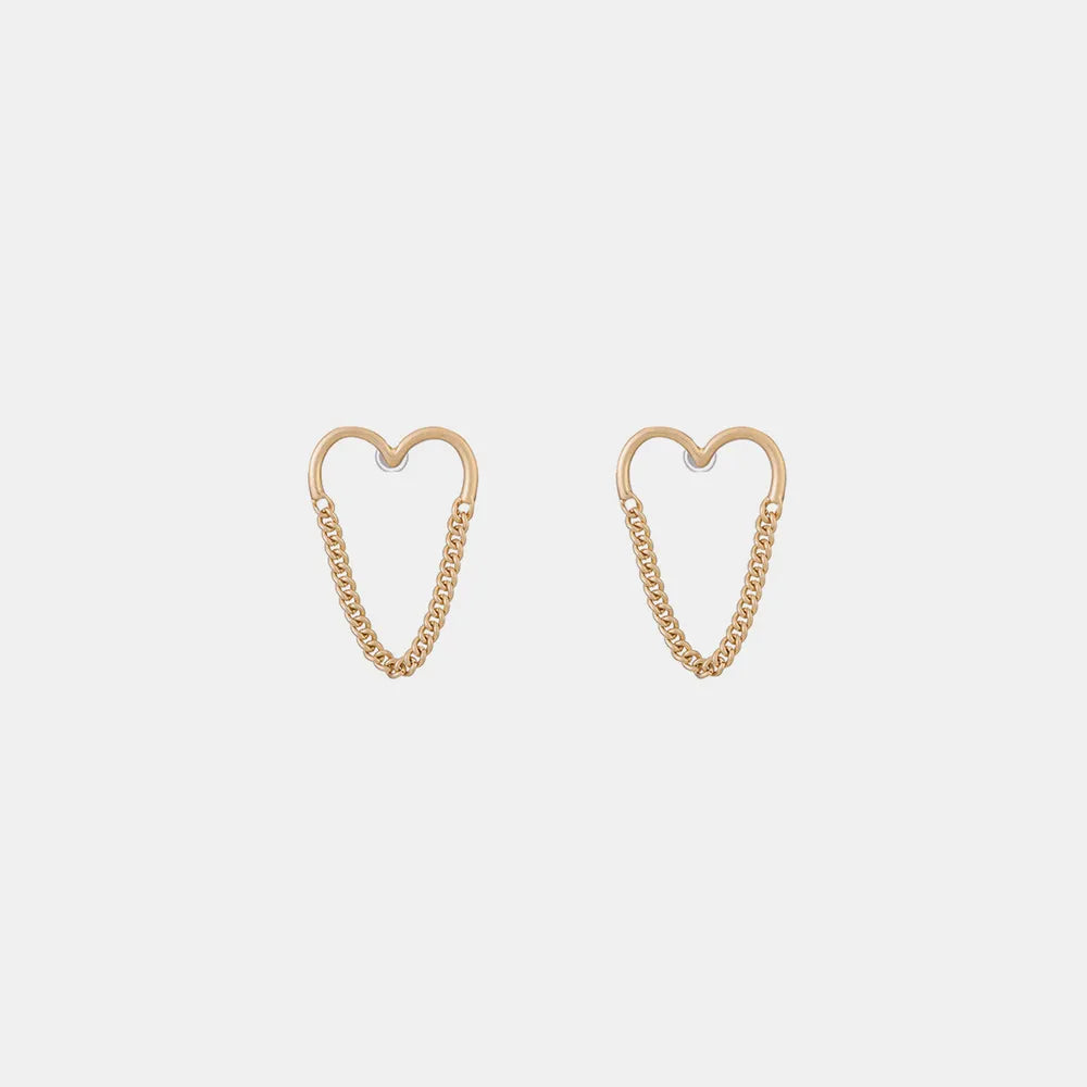 Heart Shape Gold-Plated Alloy Earrings