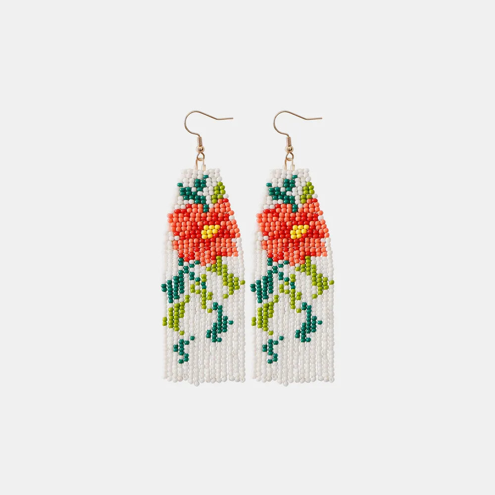 Flower Beaded Dangle Earrings