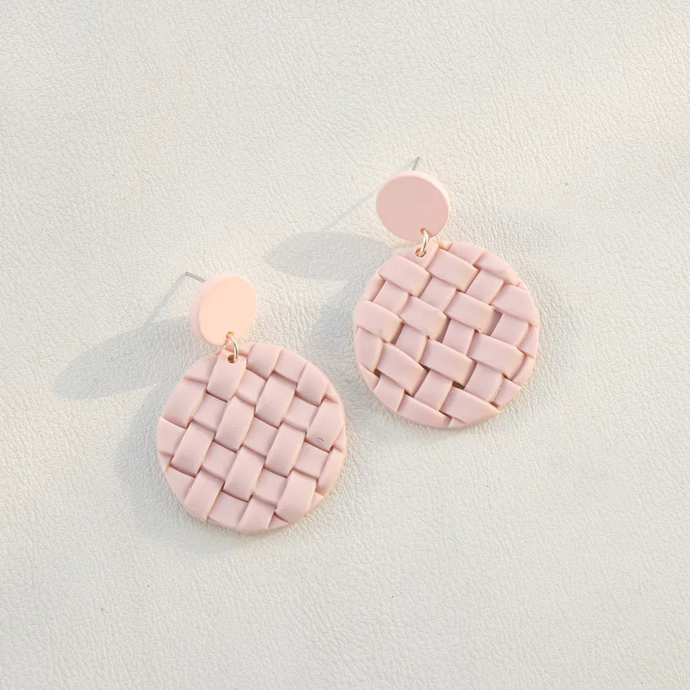 Soft Pottery Round Braided Earrings