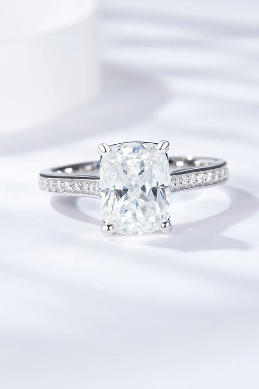 3 Carat Moissanite Platinum-Plated Side Stone Ring