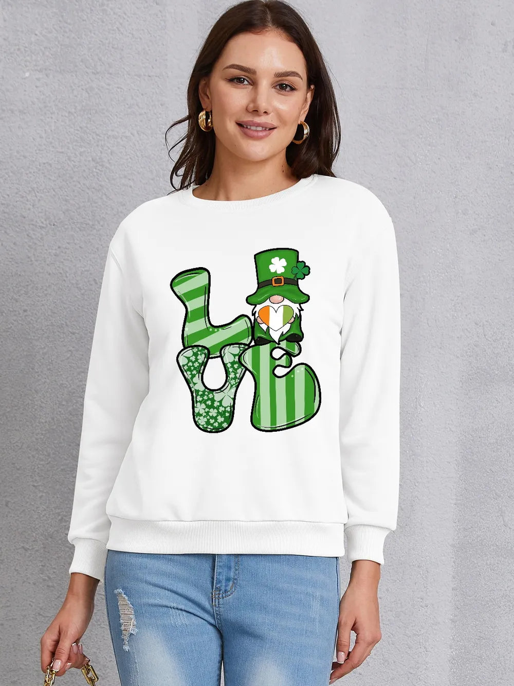 LOVE Round Neck Dropped Shoulder Sweatshirt