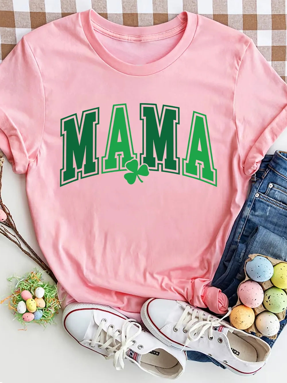 MAMA Round Neck Short Sleeve T-Shirt