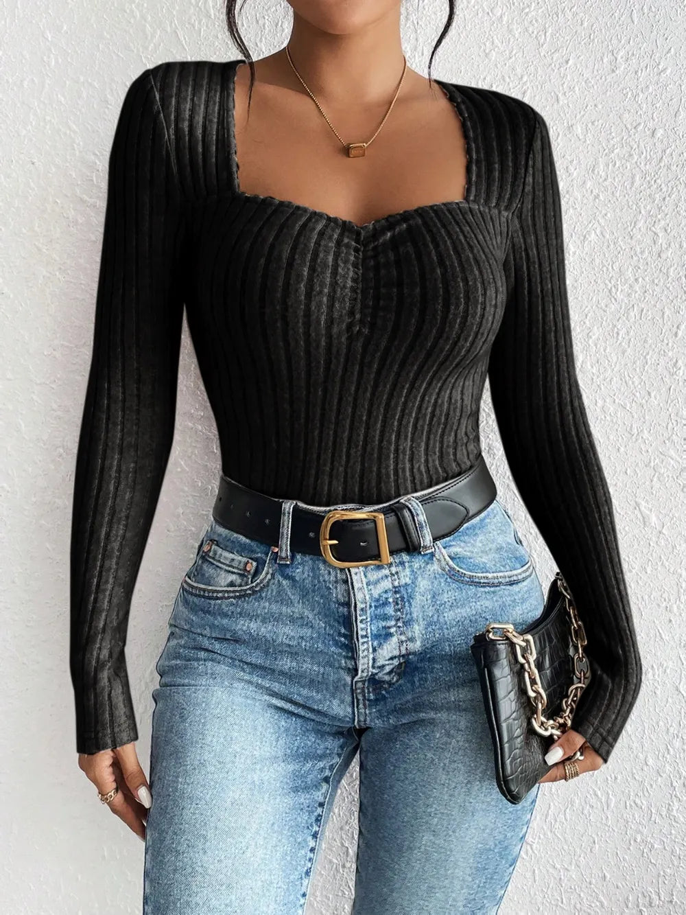 Ribbed Long Sleeve T-Shirt