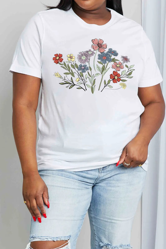 Simply Love Simply Love Full Size Flower Graphic Cotton Tee