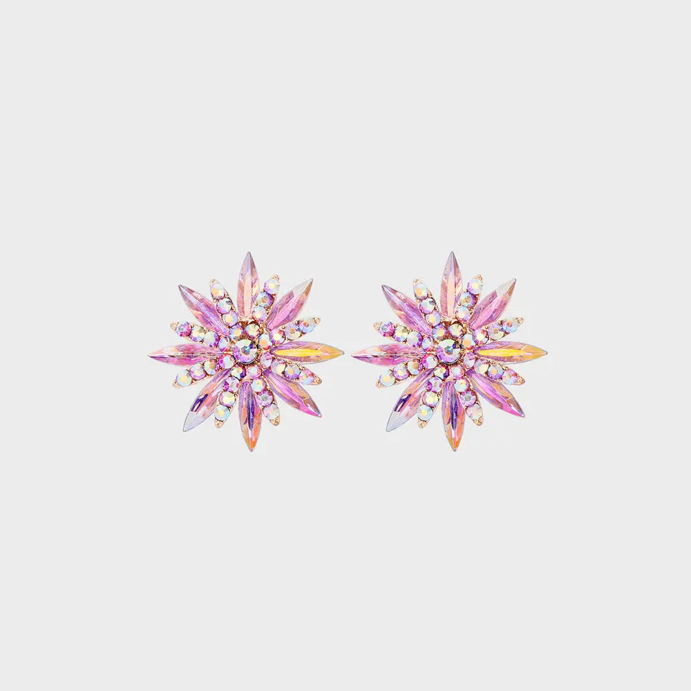 Flower Shape Rhinestone Alloy Stud Earrings